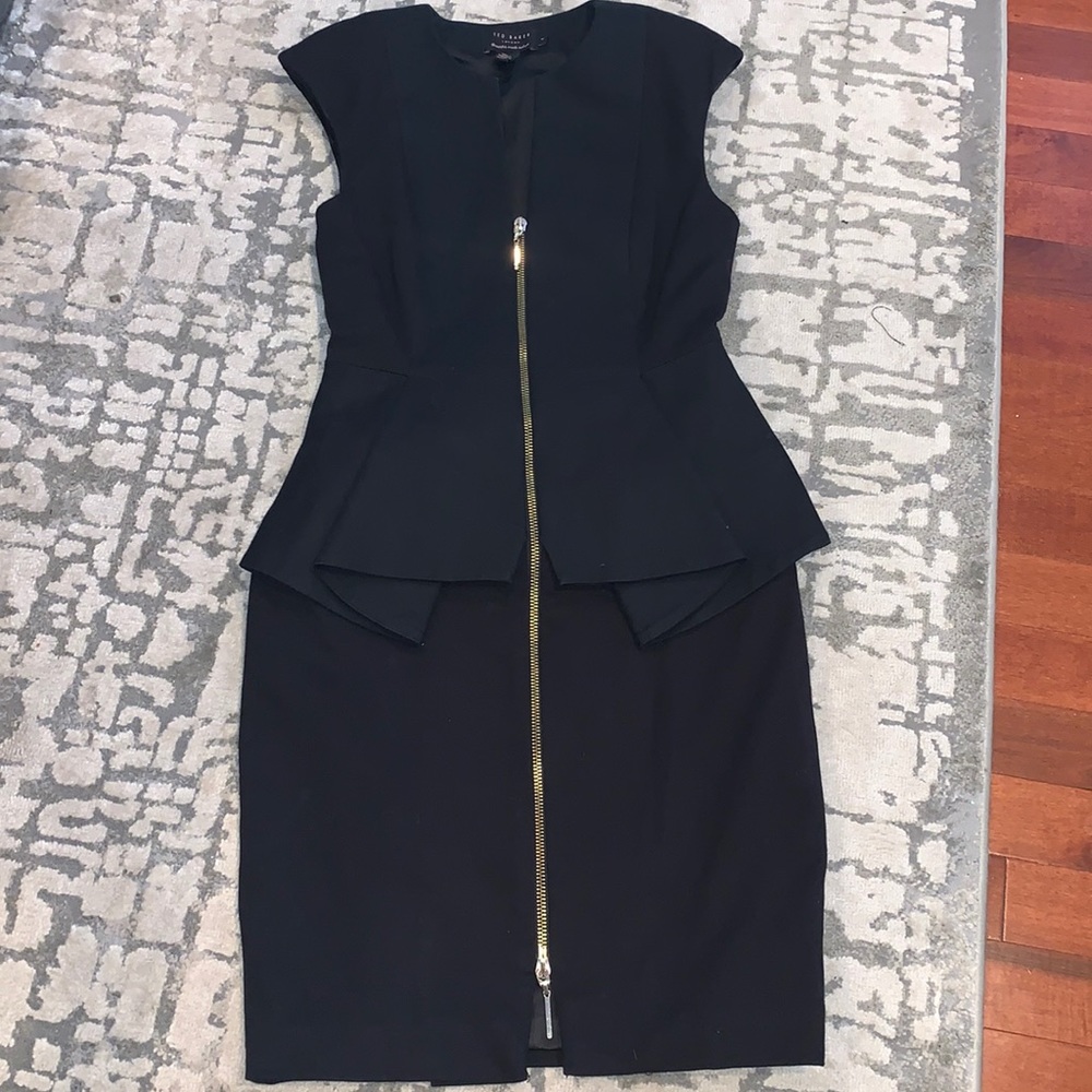 Ted Baker London Black Peplum Zipper Dress 1